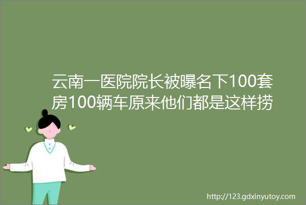云南一医院院长被曝名下100套房100辆车原来他们都是这样捞钱的
