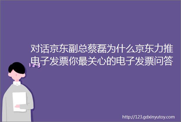 对话京东副总蔡磊为什么京东力推电子发票你最关心的电子发票问答干货集锦